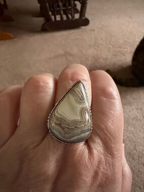Mexican Crazy Lace Agate silver ring